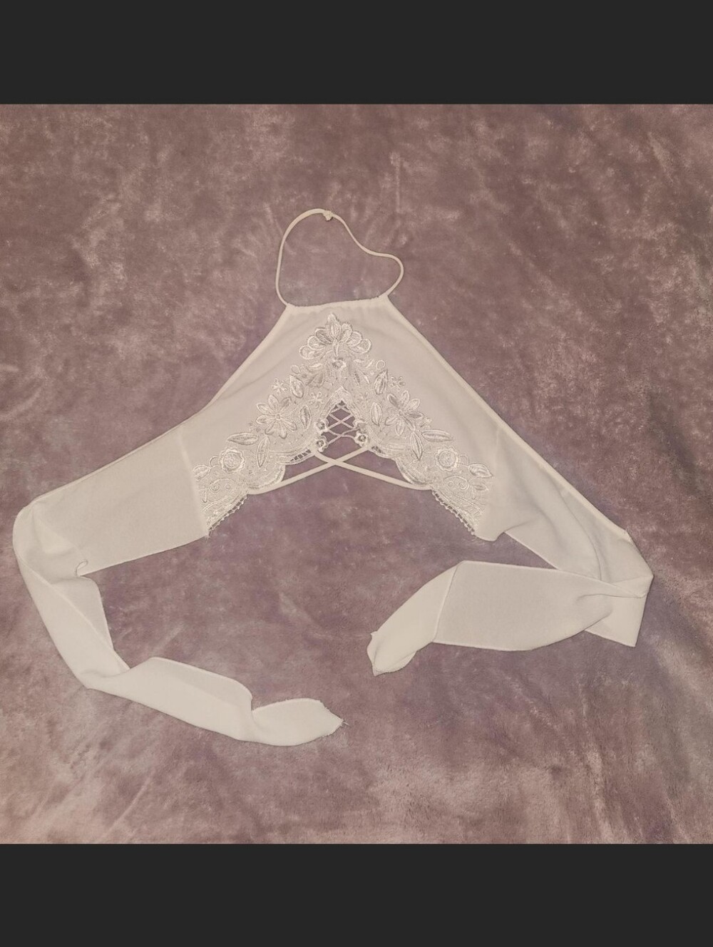 White Lace Halter Tie-Back Crop Top